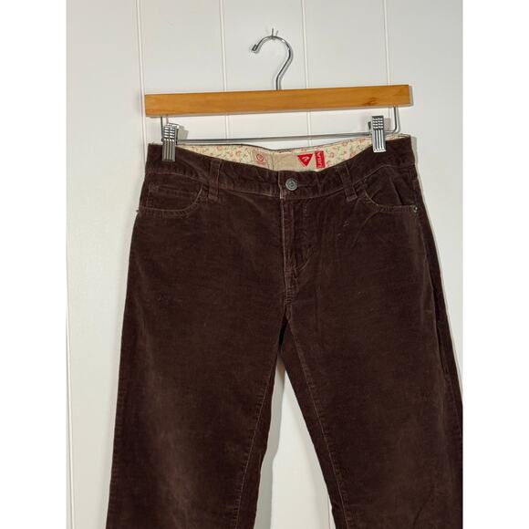 Guess Brown Corduroy Stretch Flare Low Rise Pants Jeans Y2K Style Women's 27 - Picture 3 of 14